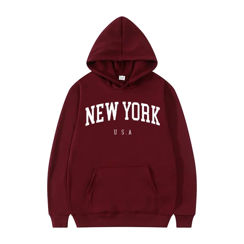 Unissex nova york - New York eua cidade hoodies moda carta impressa moletom gráfico solto casual harajuku com capuz pulôver sportwear