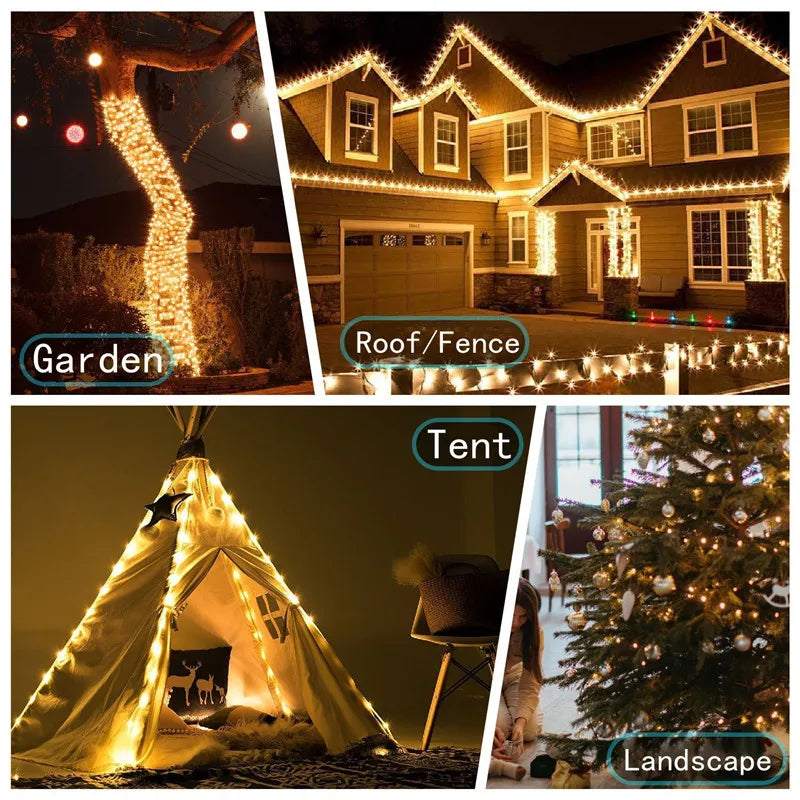 PISCA PISCA EM LED DE ENERGIA 
SOLAR PARA JARDIM - Luz solar ao ar livre à prova dwaterproof água jardim guirlanda de fadas natal casamento rua cerca decoração led luzes de linha de couro solar