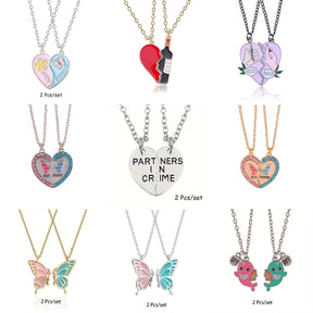 2 Pcs/Set Best Friend Necklace Creative Pentagram Pendant Alloy Accessories Friendship Necklace Best Friend Alloy Pendant