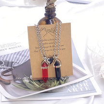 Colar de Casal Yin Yang com Pingente de Cristal