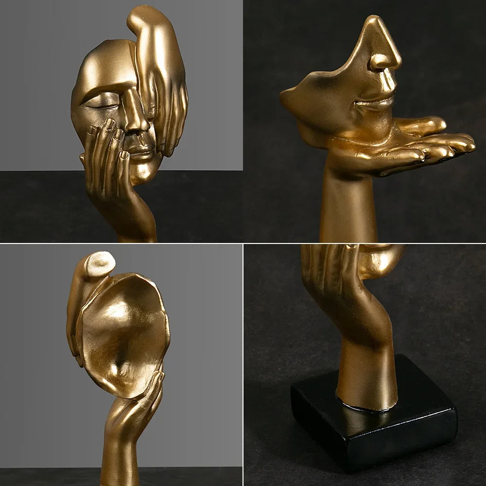 O Silêncio é Ouro - Estatueta Pensador de Arte Abstrata