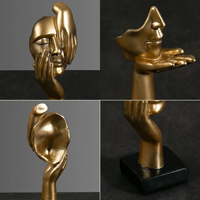 O Silêncio é Ouro - Estatueta Pensador de Arte Abstrata