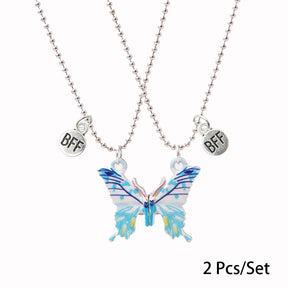 2 Pcs/set Best Friends Pendant Necklace For Woman Magnetic Adjustable Rainbow Daisy Lover Broken Heart Chain BFF Jewelry Gifts
