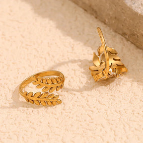 Anel Folha de Zircônia Banhado a Ouro 18K