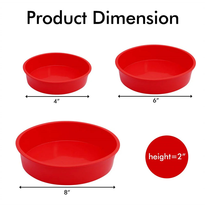 Bandeja de molde de bolo de silicone de 4/6/8 polegadas panelas redondas molde de cozimento cozinha silicone antiaderente panelas de bolo reutilizáveis ferramentas de cozimento