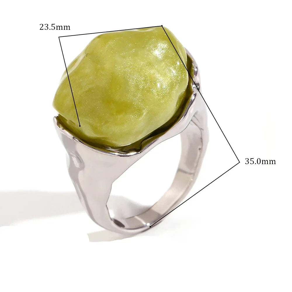 Anel Vintage com Pedra Acrílica e Zircônia