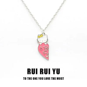 Sanrio Hello Kitty Cute Cartoon Student Kawaii Sweet Creative Fashion Versatile Accessories Couple Best Friend Color Necklace