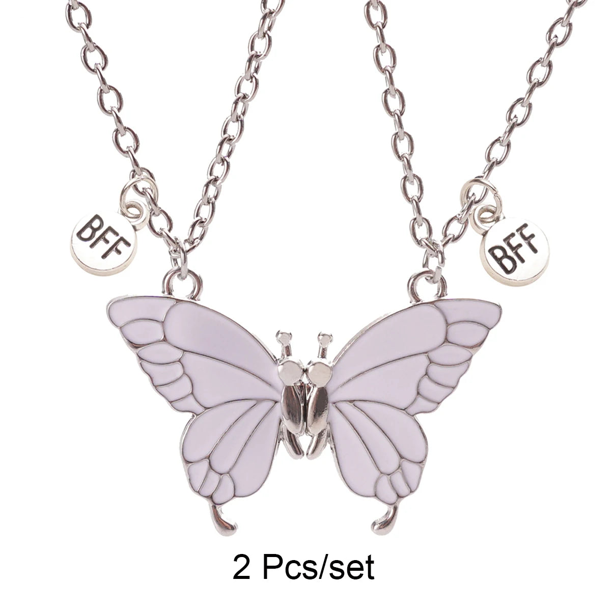 2 Pcs/set Best Friends Pendant Necklace For Woman Magnetic Adjustable Butterfly Lover Broken Heart Chain BFF Jewelry Gifts