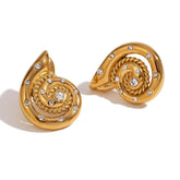 Brincos Caracol de Aço Inoxidável com Zircônias