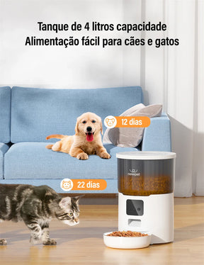 Ração Automática Para Cães e Gatos WiFi Smart Com Gravador De Voz
