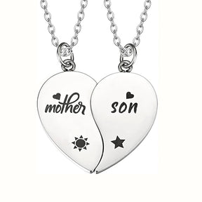 2 Pcs/Set Father Daughter Mother Son Necklace Stainless Steel Heart Puzzle Pendant Necklace Family Jewelry