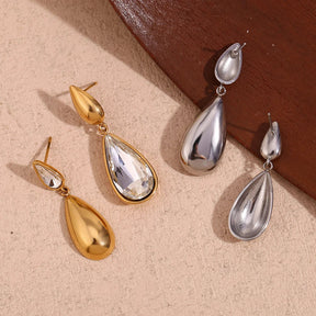 Brincos Elegância Gota D'Água com Zircônia