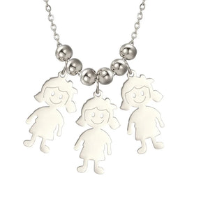 Stainless Steel Necklace Boy Girl Kids Pendant Necklace for Women Men Beads Chain Choker Family Jewelry Gift collares aesthethic
