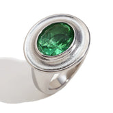 Anel Oval de Zircônia Verde em Aço Inoxidável 18k