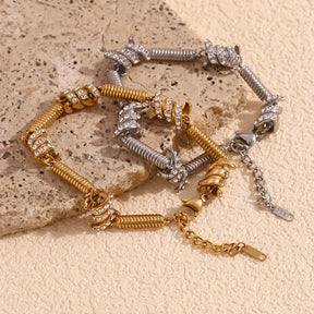 Pulseira Espiral Luxuosa com Zircônias