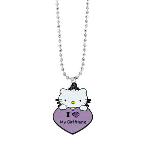 1 Pair Sanrio Hello Kitty Couple Necklace I Love My Girlfriend Boyfriend Pendant Necklace for Valentine's Day Gifts Accessories