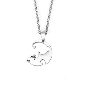 Two Cat Couple Necklaces Jewelry Stainless Steel Black White Kitten Animal Pendant Choker Necklace Lovers Friendship Gift