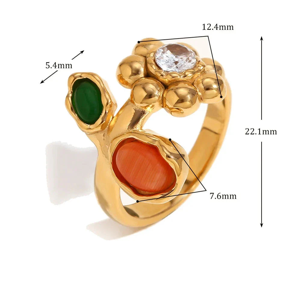 Anel Elegância Floral com Zircônias
