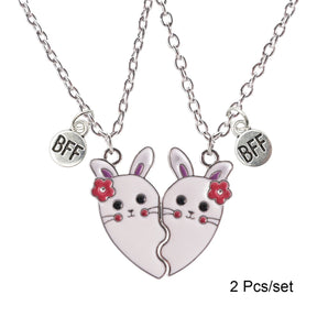 2 Pcs/set Best Friends Pendant Necklace For Woman Magnetic Adjustable Rainbow Daisy Lover Broken Heart Chain BFF Jewelry Gifts