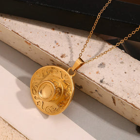 Colar Pingente Chapéu Cowboy em Aço Inoxidável 18K
