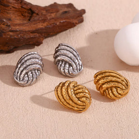 Brincos Elegância Trançada em Aço Inoxidável