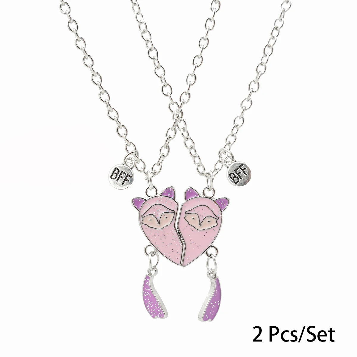 2 Pcs/set Best Friends Pendant Necklace For Woman Magnetic Adjustable Rainbow Daisy Lover Broken Heart Chain BFF Jewelry Gifts