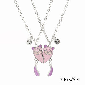 2 Pcs/set Best Friends Pendant Necklace For Woman Magnetic Adjustable Rainbow Daisy Lover Broken Heart Chain BFF Jewelry Gifts