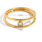 Anel Duplo Elegante com Zircônia