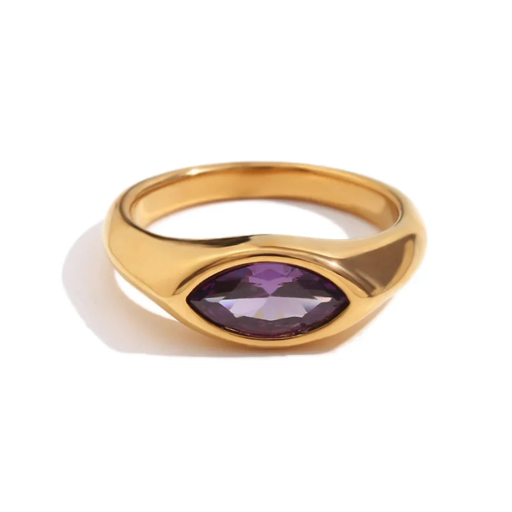 Anel Belle-Horse de Zircão Banhado a Ouro 18K - BT