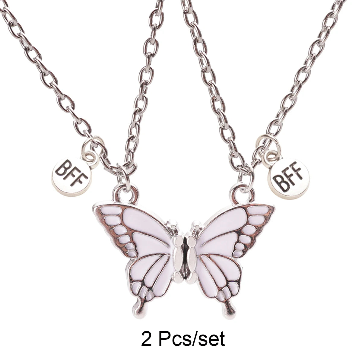 2 Pcs/set Best Friends Pendant Necklace For Woman Magnetic Adjustable Butterfly Lover Broken Heart Chain BFF Jewelry Gifts