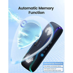 Alto-falante externo portátil IPX7 à prova d'água Caixa de som BT5.3 Alto-falante estéreo com alto-falante surround de luz colorida de 25W