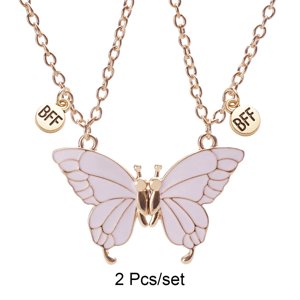 2 Pcs/set Best Friends Pendant Necklace For Woman Magnetic Adjustable Butterfly Lover Broken Heart Chain BFF Jewelry Gifts