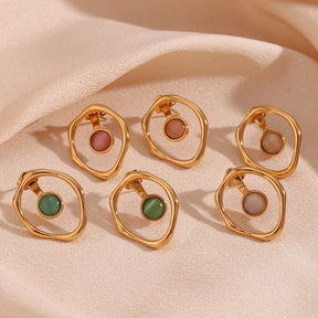 Brincos Elegantes de Zircônia em Aço Inoxidável TT