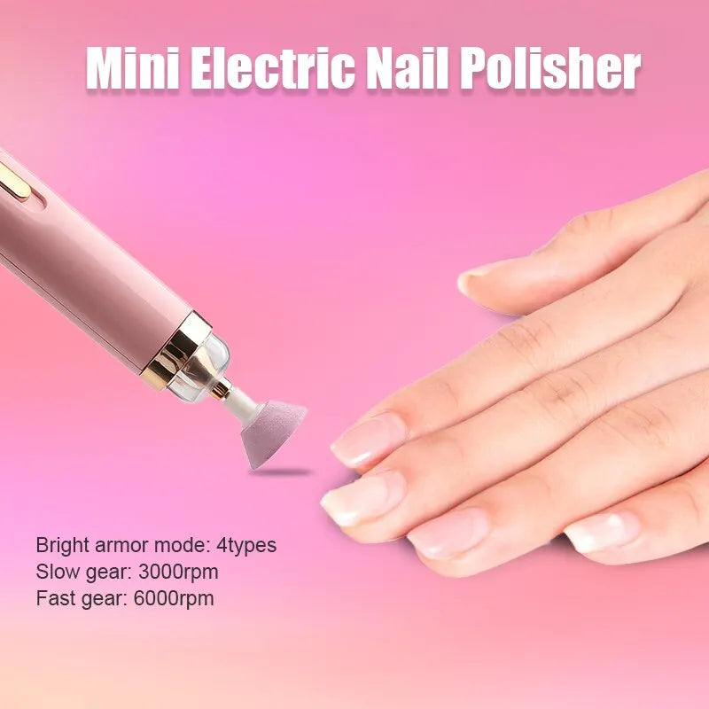 Máquina elétrica 5 em 1 para esmalte de unha, com luz, portátil, mini caneta elétrica para arte de manicure, ferramentas para removedor de gel