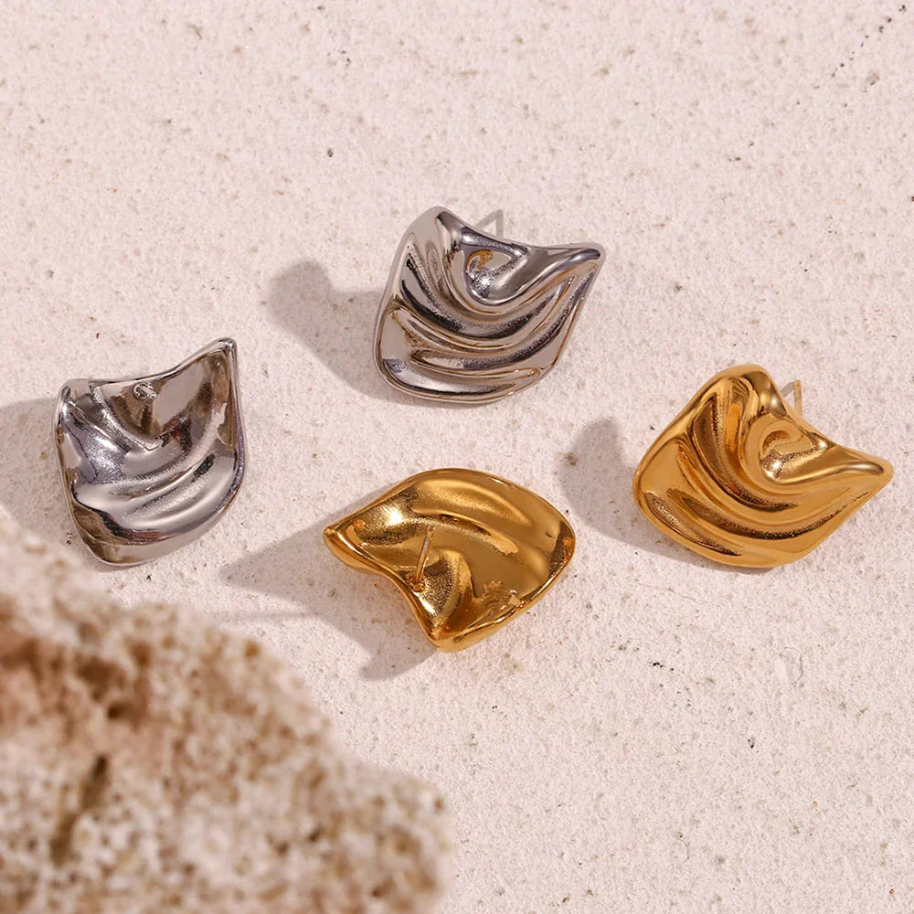 Brincos Geométricos Elegantes em Aço Inoxidável