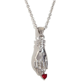 Colar Elegante com Pingente de Mão e Zircônia Vermelha