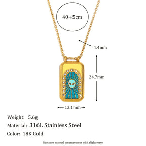 Colar Pingente Tarot Retangular em Aço Inoxidável 18K