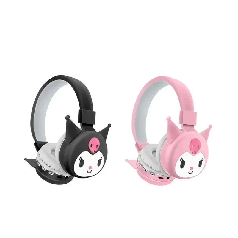 Fone sanrio hello kitty kuromi bluetooth fone de ouvido sem fio dos desenhos animados com microfone dobrável leve para telefones portátil