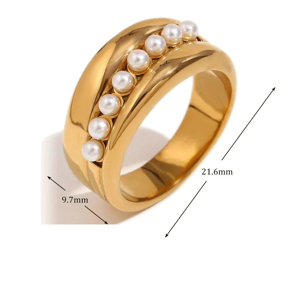 Anéis Elégant com Zircônia e Pérolas