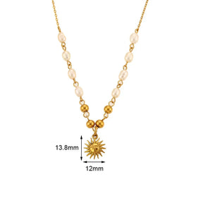 Colar Sol Dourado com Pérolas de Água Doce