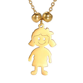 Stainless Steel Necklace Boy Girl Kids Pendant Necklace for Women Men Beads Chain Choker Family Jewelry Gift collares aesthethic