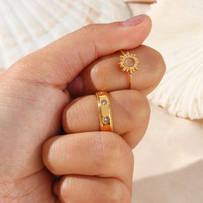 Anel Estrela de Zircão Banhado a Ouro 18K
