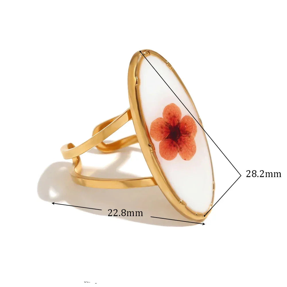 Anel Flor Vintage Oval com Zircônia e Ouro 18K