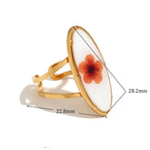 Anel Flor Vintage Oval com Zircônia e Ouro 18K