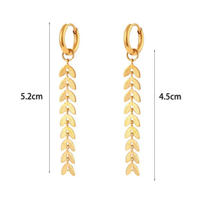 Brincos Elegantes de Ouro 18K com Corrente Oval