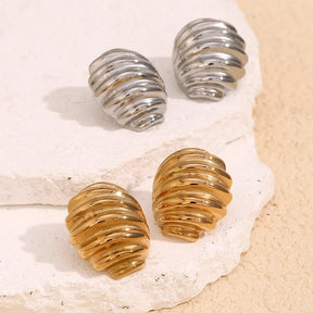Brincos Elegância Ondulada em Aço Inoxidável