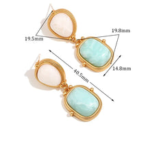 Brincos Elegantes de Jade Branco e Amazonita