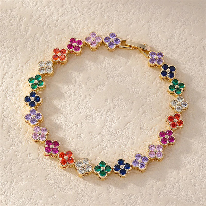Pulseira Flores de Zircão Colorido Burnetts Joias