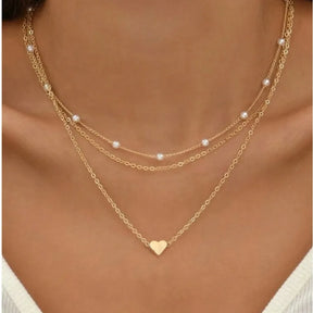 Conjunto de Colar de Pérolas Feminino Love TT - 14K Ouro - Elegância e Amor