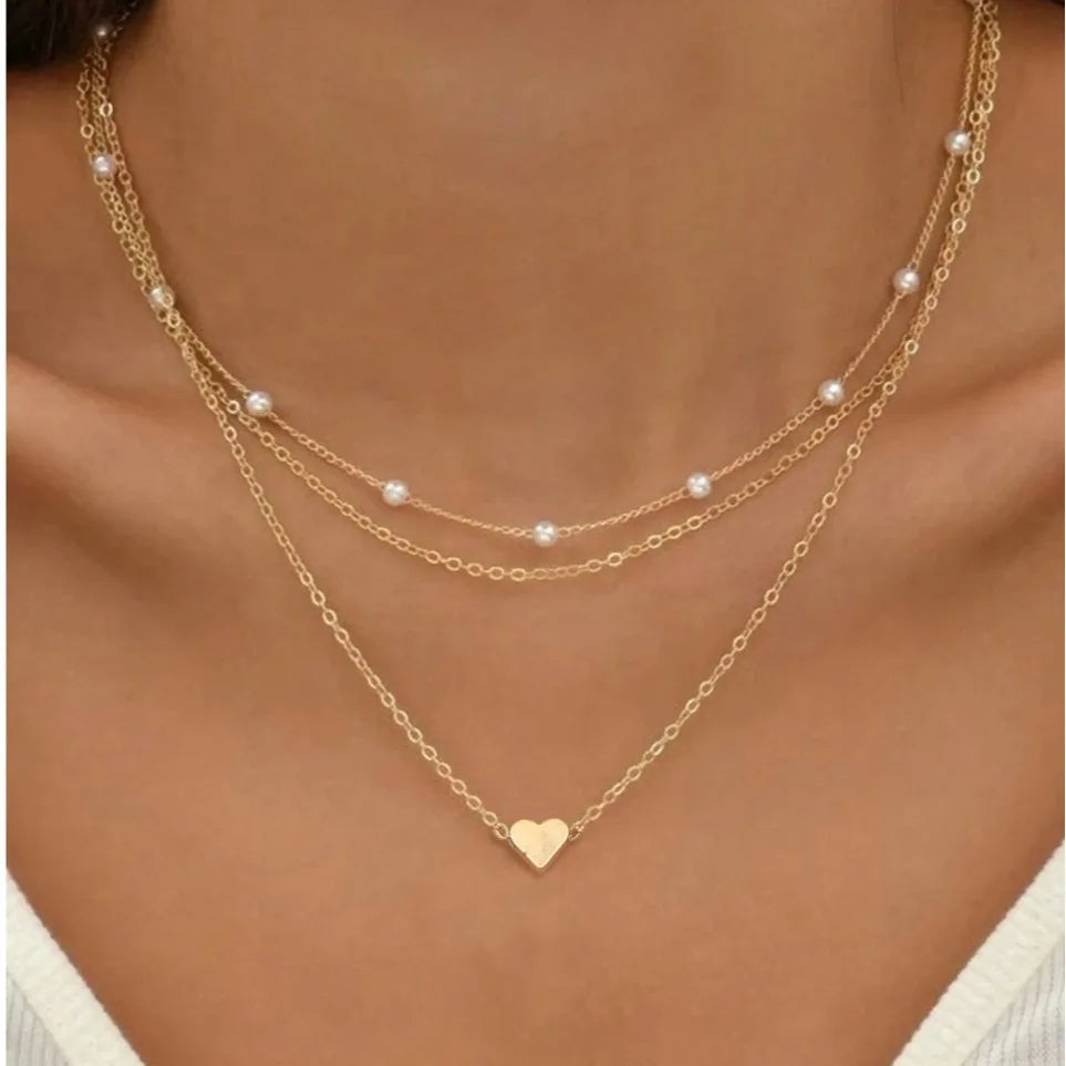 Conjunto de Colar de Pérolas Feminino Love TT - 14K Ouro - Elegância e Amor